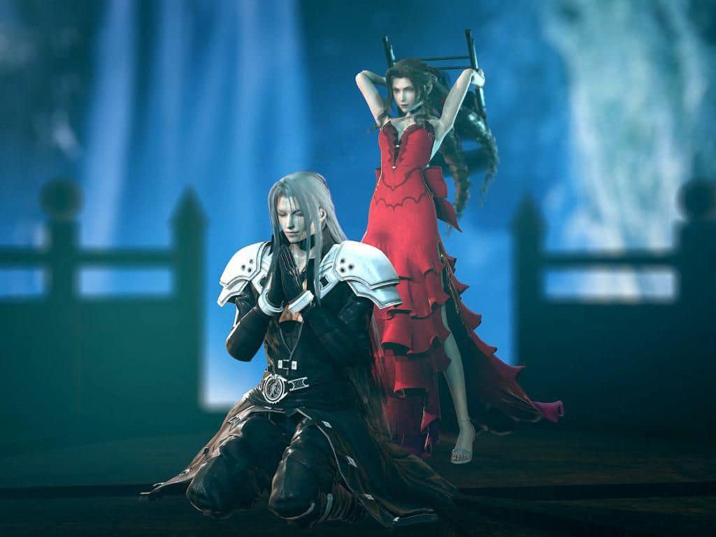 Aerith with a steel chair