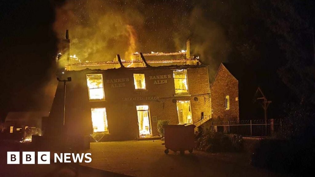 The Crooked House: Fire rips through famed 'wonky' pub