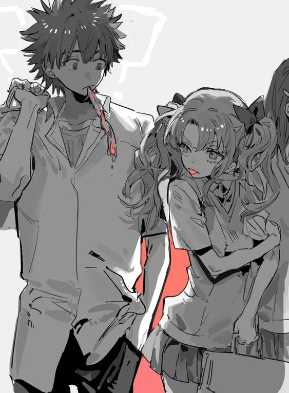 Kamijou Touma and Shirai Kuroko