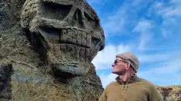 Carved skull turns heads at Waipipi Beach in South Taranaki