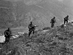 Turkish Brigade advancing near Suwon, Korean War, 1951