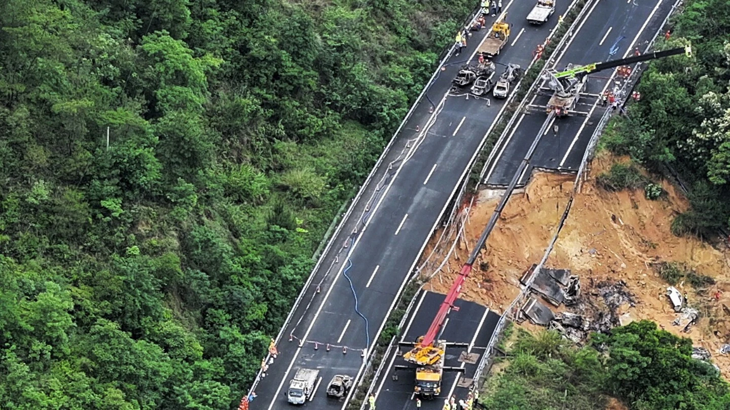 Highway collapse in China's southern Guangdong province leaves at least 24 dead