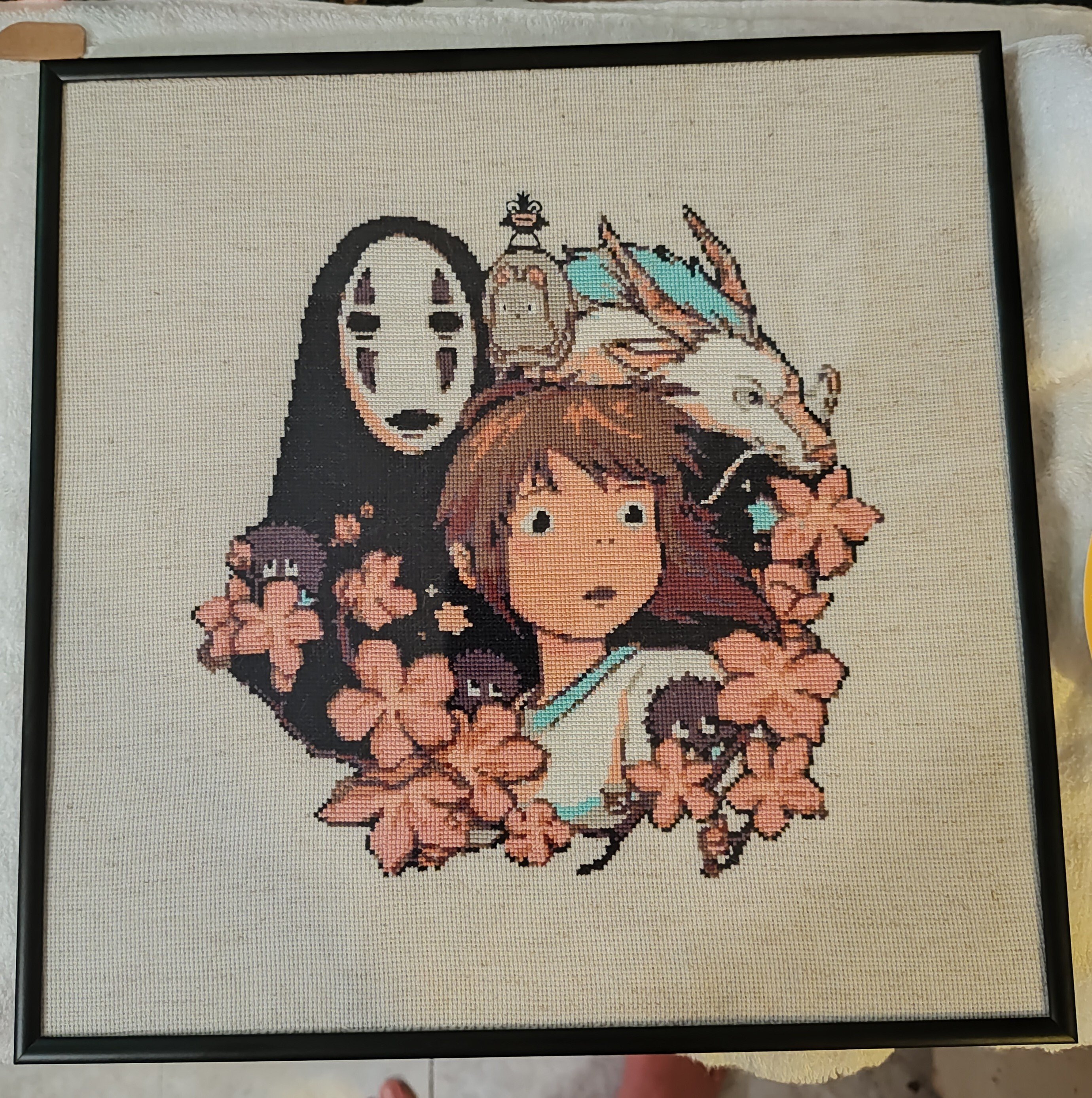 Update: I finally got the Spirited Away piece ironed and framed!