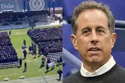 Students walk out during Jerry Seinfeld’s commencement speech at Duke