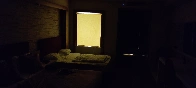 My hotel room at night