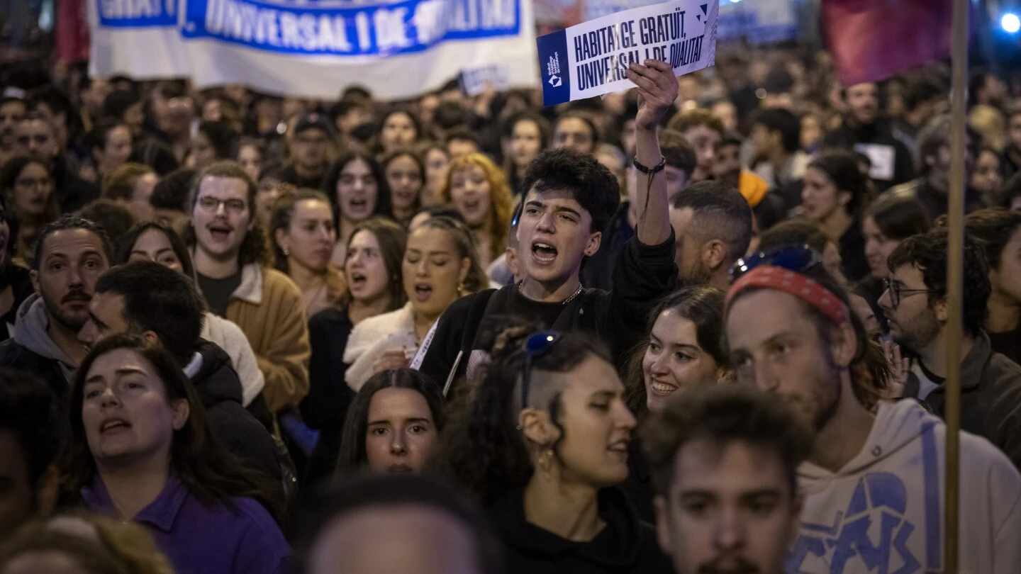 Tens of thousands of Spaniards protest housing crunch and high rents in Barcelona