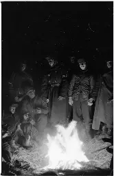 Troops of the Turkish Brigade around a campfire in the Korean War, 1951?