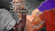 Funniest part is: they can't even agree internally on how to believe