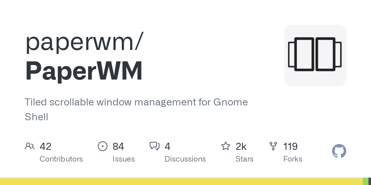 GitHub - paperwm/PaperWM: Tiled scrollable window management for Gnome Shell