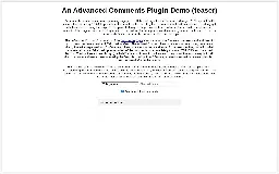 An Advanced Comments Plugin Demo (teaser)