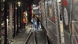 New York City subway train derails in collision with another train, injuring more than 20 people