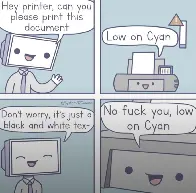 No Cyan, no printing