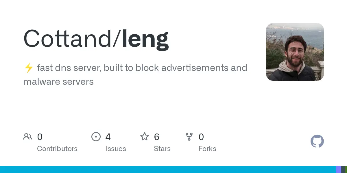 GitHub - Cottand/leng: :zap: fast dns server, built to block advertisements and malware servers