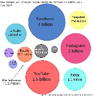 Relative size comparison of social media platforms (December 2023)