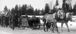 Imperial German troops with a sled on the Eastern Front, WW1, 1918