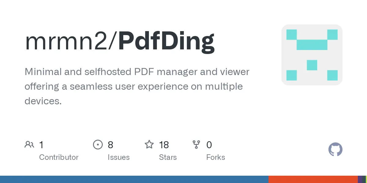 GitHub - mrmn2/PdfDing: Minimal and selfhosted PDF manager and viewer offering a seamless user experience on multiple devices.