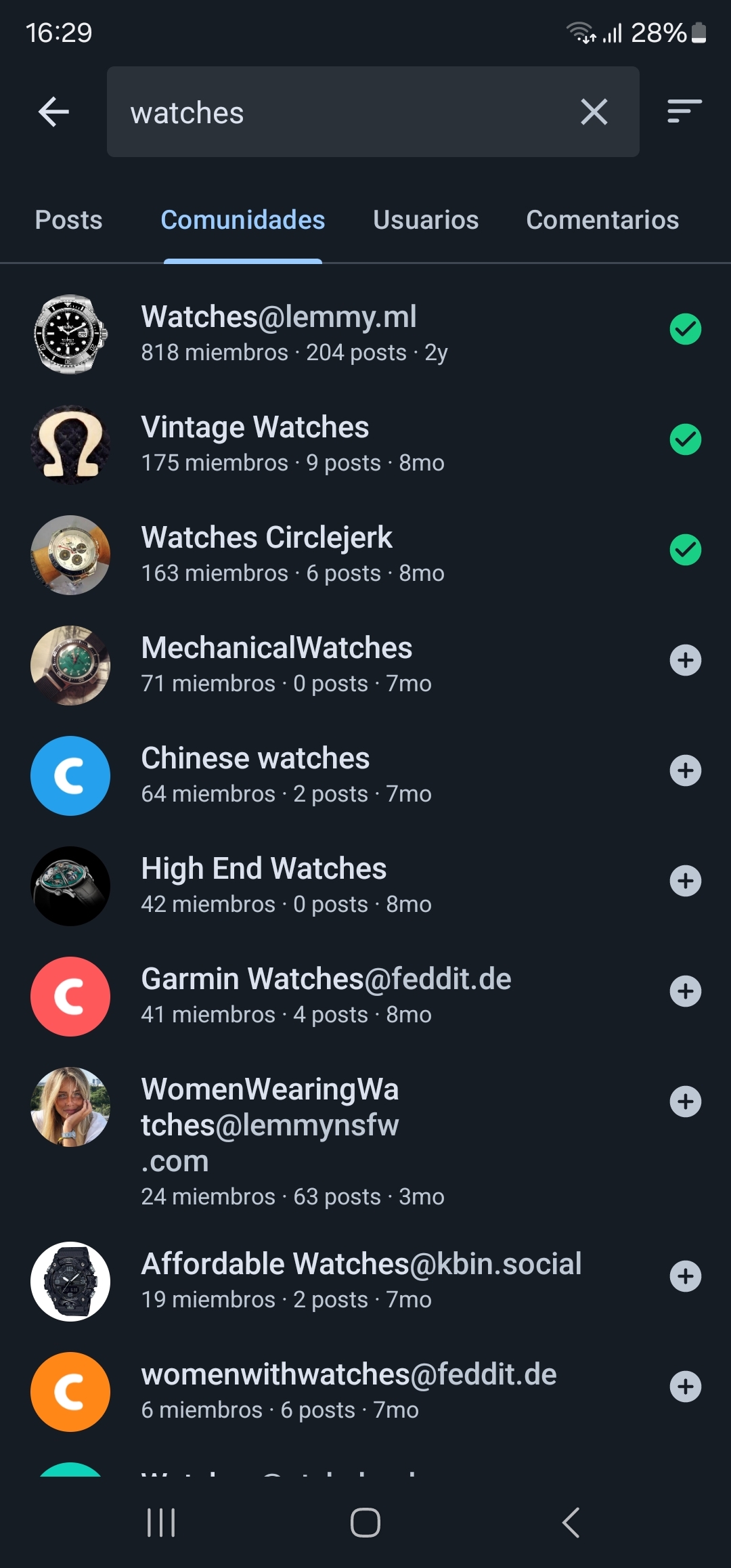 Search communities screenshot 