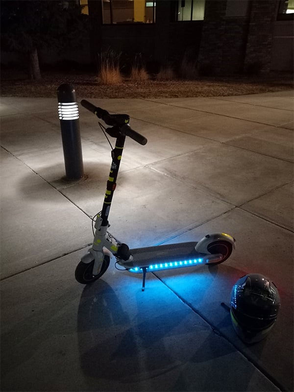 Lights on deck of my scoot for night scooting