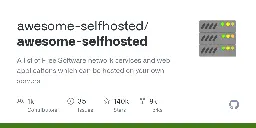 GitHub - awesome-selfhosted/awesome-selfhosted: A list of Free Software network services and web applications which can be hosted on your own servers