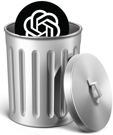 ChatGPT logo in a trashcan