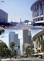 Grand Ave. looking south from the music center in 1963 and 2019