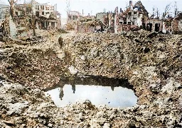 Color photo of Ypres, Belgium, WW1, 1917