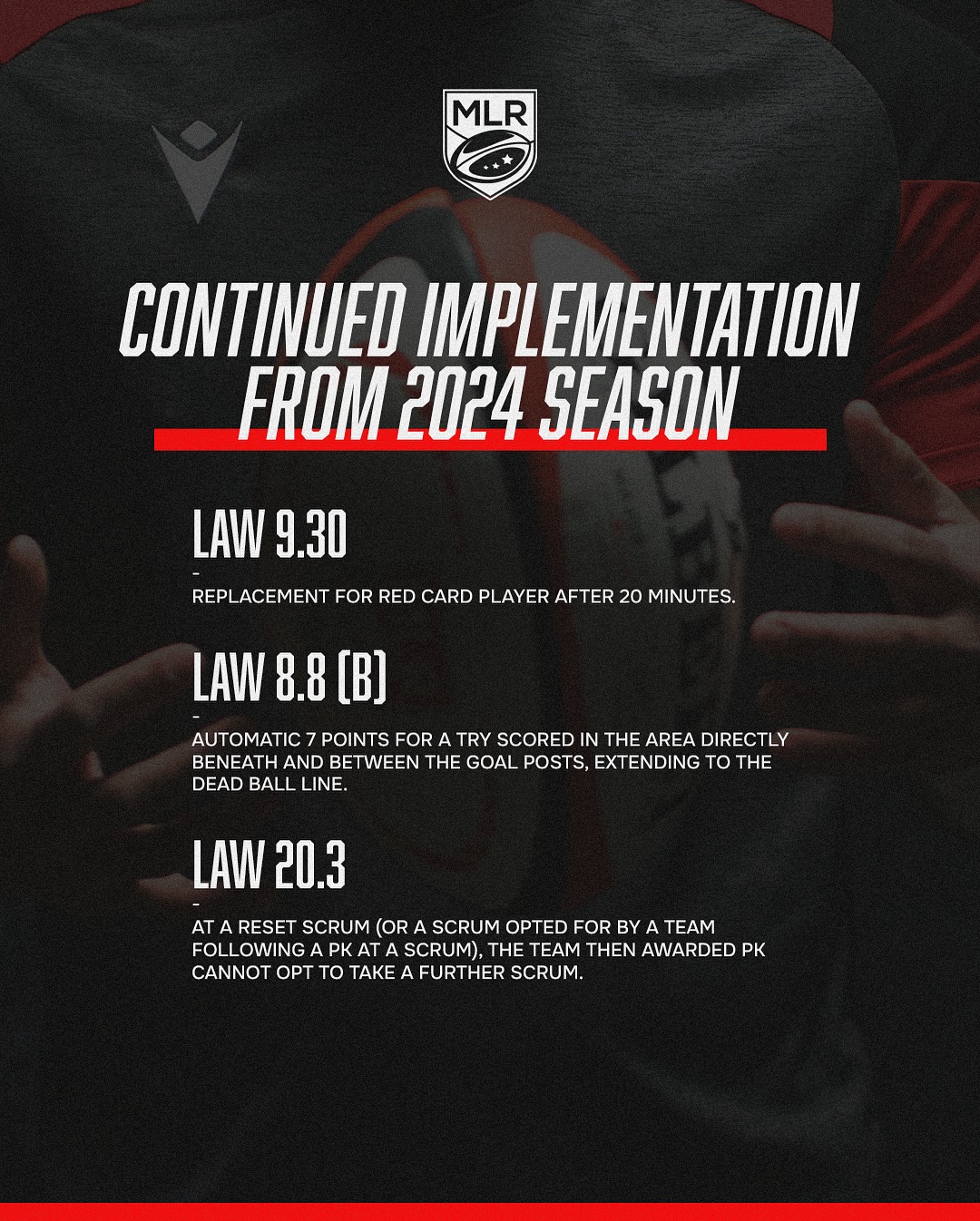 continued implementation from 2024 season