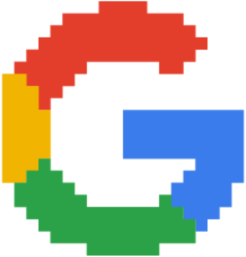 Google's logo in pixel art style