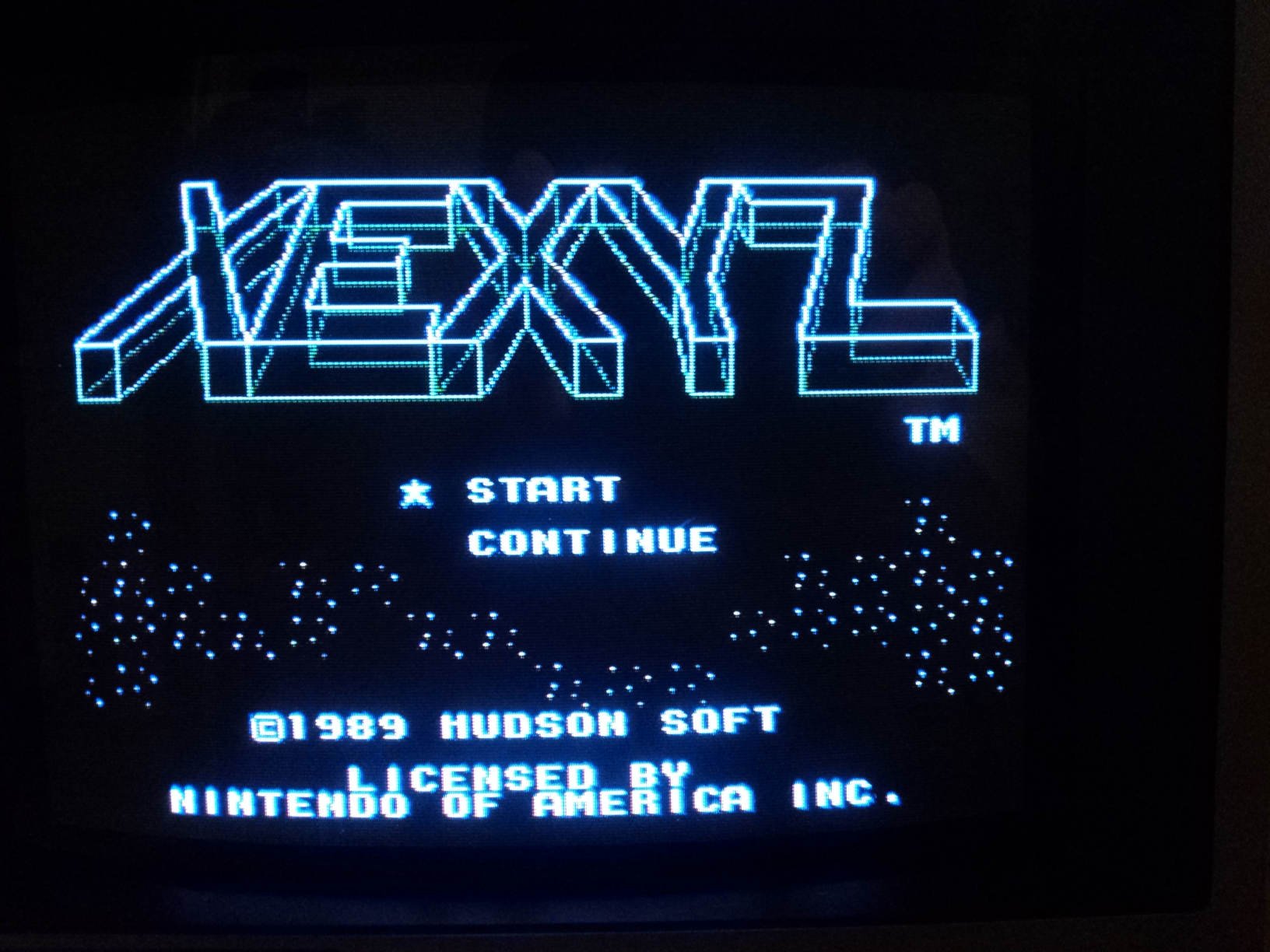 Xexyz (NES) title screen