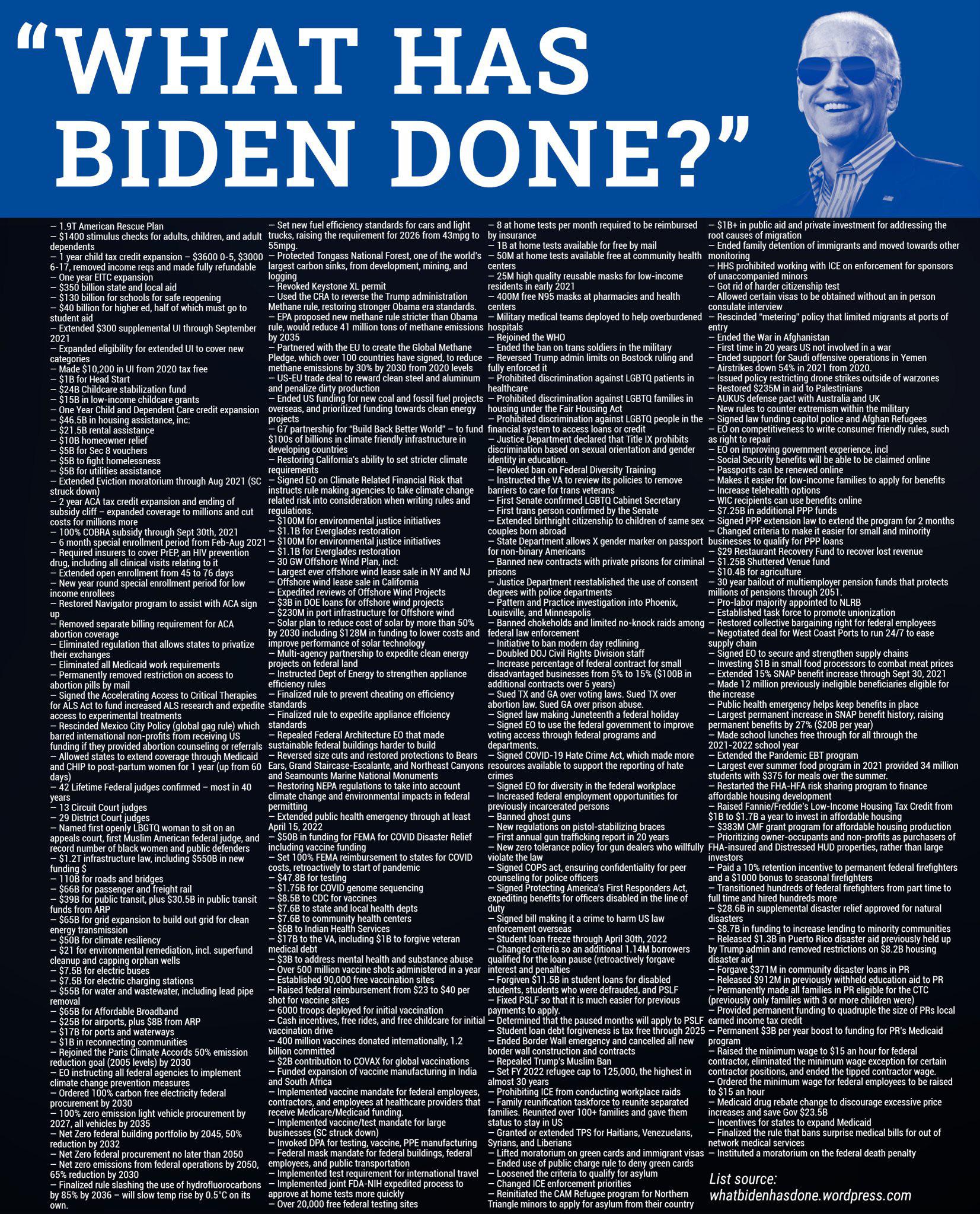 What has Biden done?