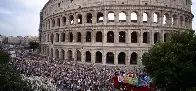 Pride Parade in the city of Rome, near the Colosseum, 2023