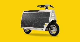 This new sun-powered electric cargo moped is literally giant solar panels on wheels