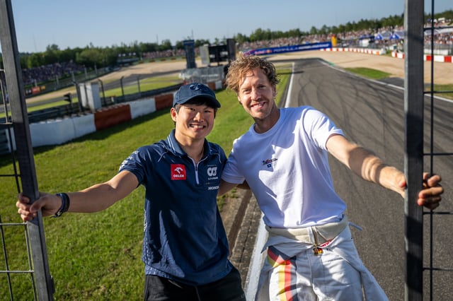 Sebastian Vettel and Yuki Tsunoda at Red Bull Formula Nürburgring.