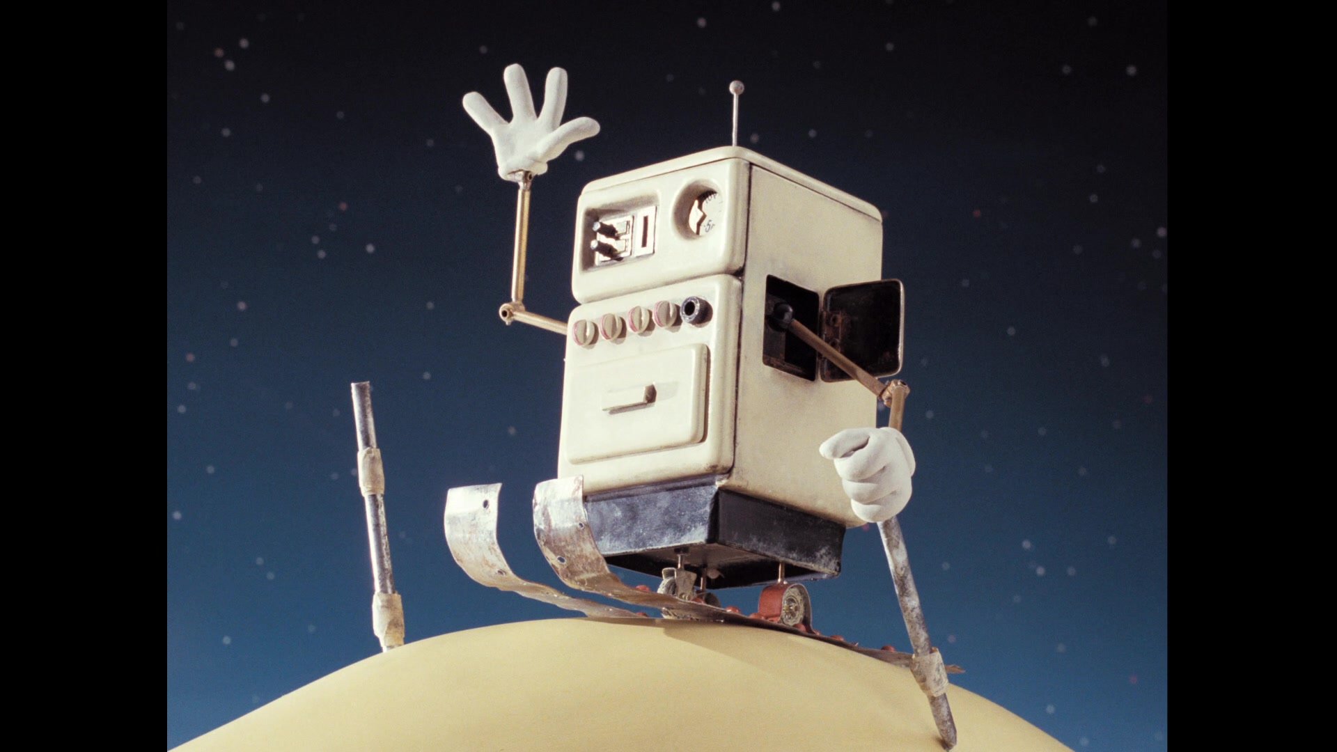 robot skiing on the moon from Wallace  Gromit