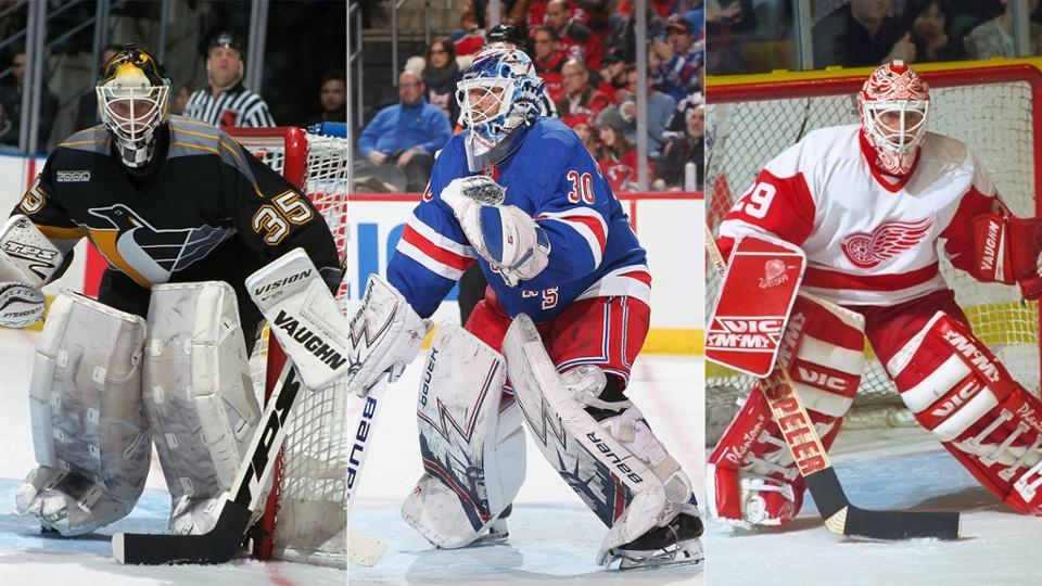 2023 Hall of Fame Class of 2023: Henrik Lundqvist, Mike Vernon, Tom Barrasso, Pierre Turgeon, Caroline Ouellette, Ken Hitchcock, and Pierre Lacroix