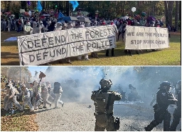 Police Attack Protesters As Hundreds March Against Cop City in Atlanta, Halt Construction