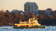 [OC] The sydney ferry "Borrowdale" travels across the harbour at sunset.