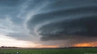 Supercell thunderstorm in motion