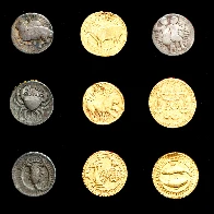 Mughal coins with Zodiac symbols, India, 1621 AD