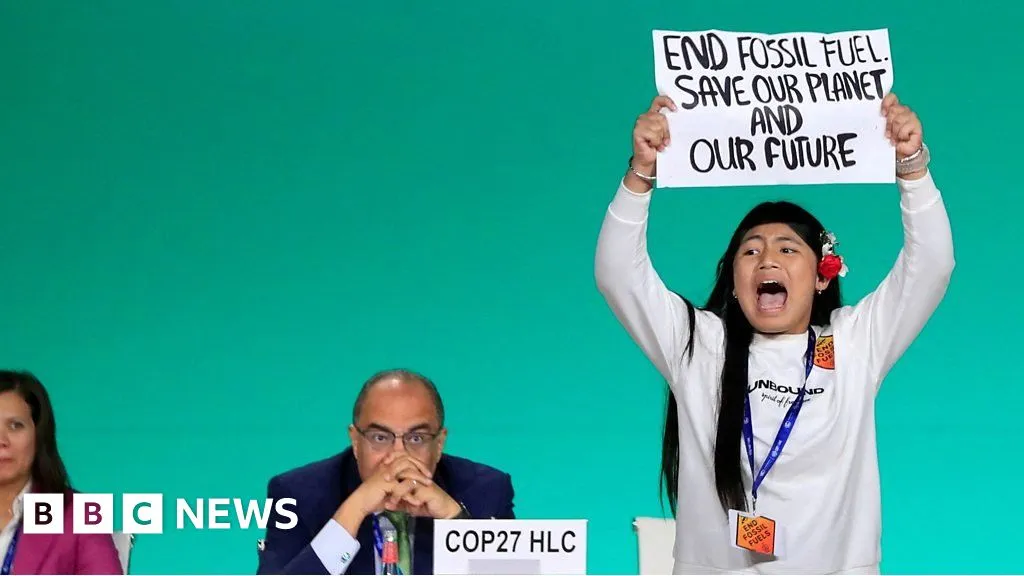 A twelve-year-old climate activist storms COP28 stage