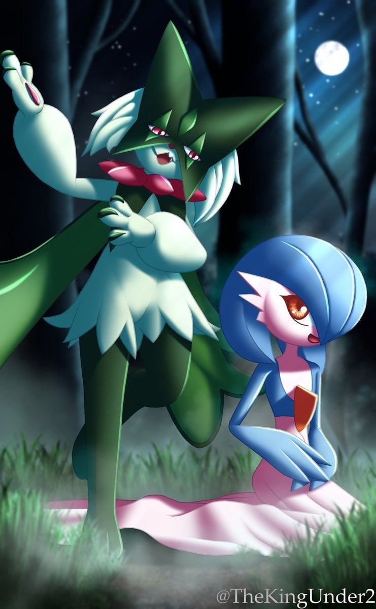 gardevoir, mega gardevoir, gallade, and mega gallade (pokemon) drawn by  monya