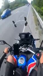 Motorcyclist nearly missed an oncoming car, but not his foot.