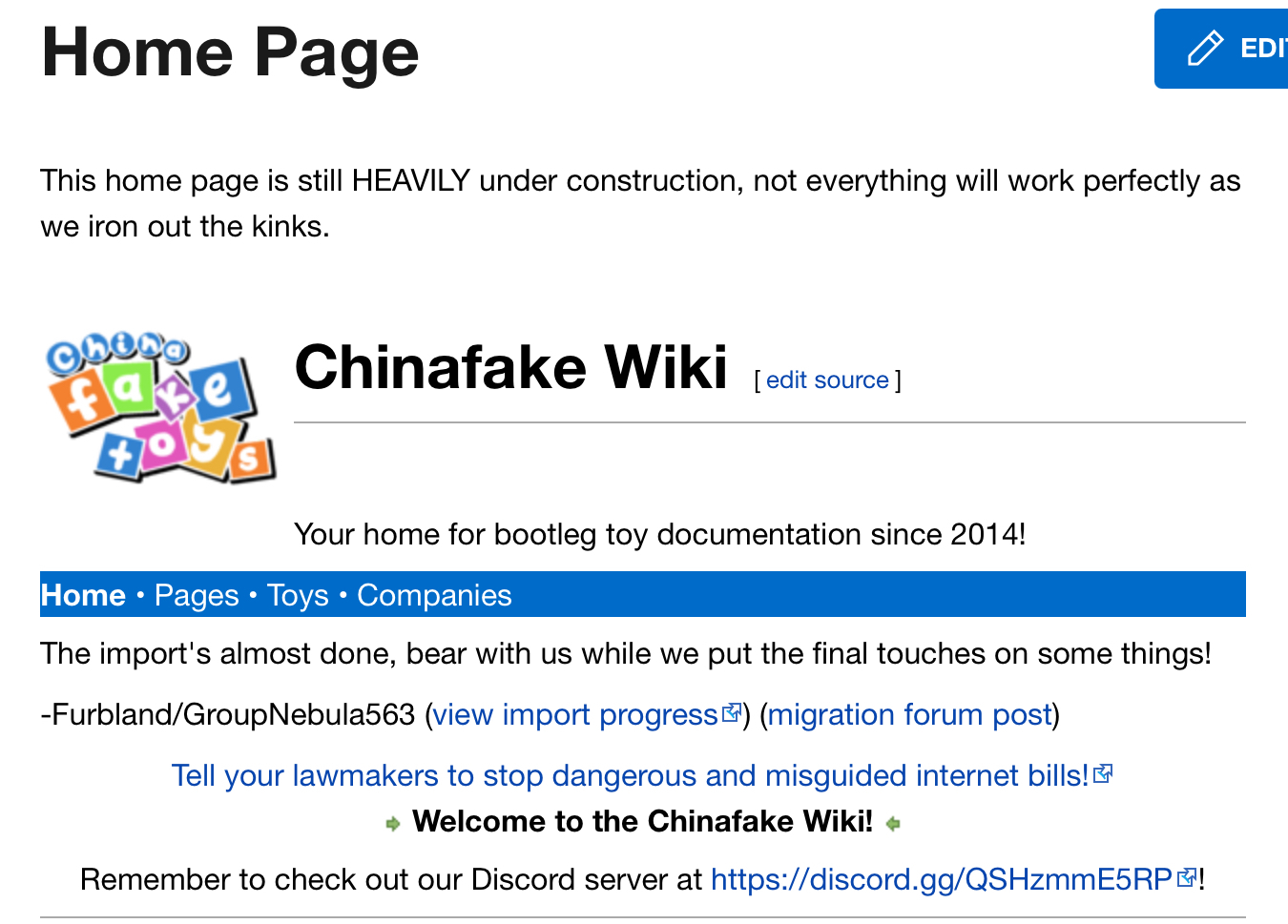 New home page for the wiki is underway!