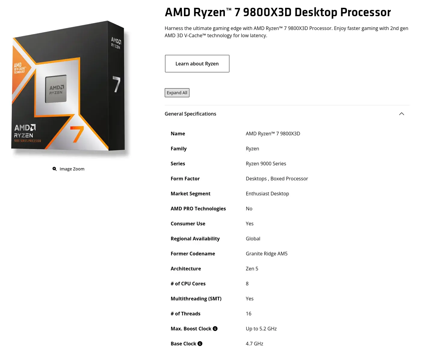 AMD Formally Announces Ryzen 7 9800X3D Specs - Should Be Great For Linux Creators