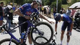 Fan causes crash taking selfie at Tour de France