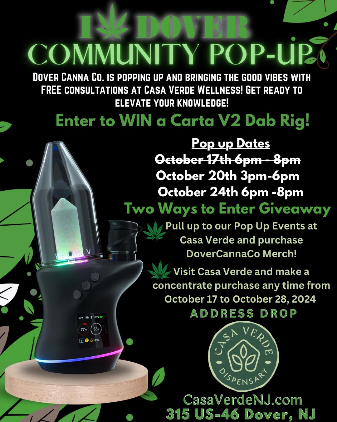 Carta V2 Dab Rig Giveaway at Casa Verde Dispensary in Dover NJ