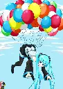 Hatsune Miku Flying in the Sky with Balloons by Hatsune Negame