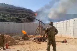 Video shows Israel using trebuchet to fire flaming projectile at Hezbollah
