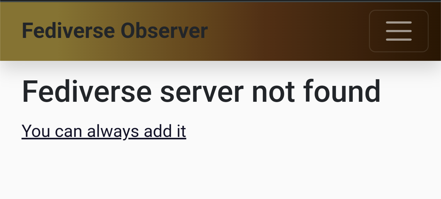 screenshot saying Fediverse server not found