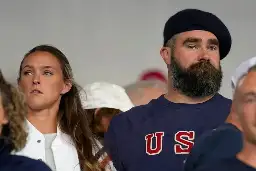 Jason Kelce sports a classy beret at the Olympics